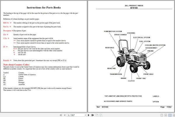 Kubota Tractor B7510D Parts Manual 1