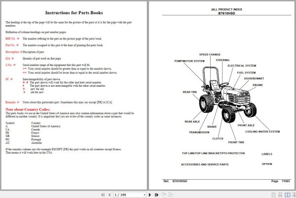 Kubota Tractor B7610HSD Parts Manual 1