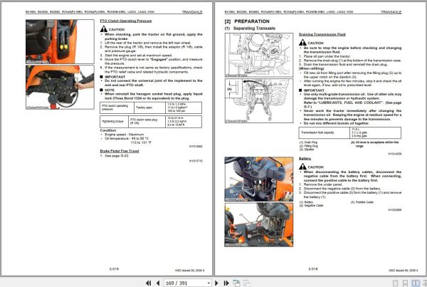 Kubota Tractor BX1860 to LA243 Workshop Manual 9Y111 01951 2