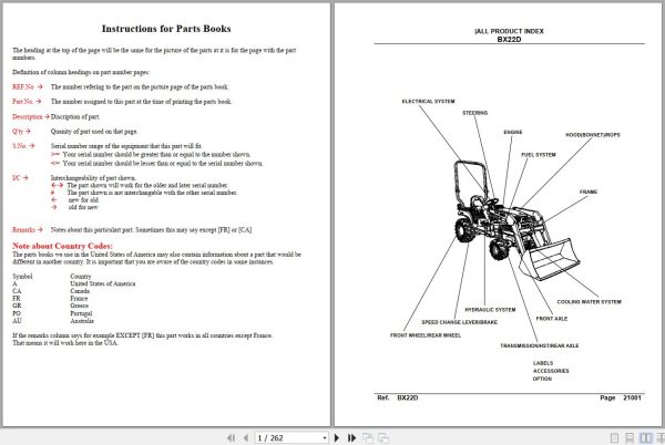 Kubota Tractor BX22D Parts Manual 1