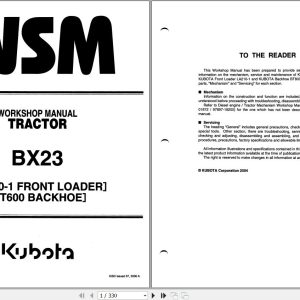 Kubota Tractor BX23 Workshop Manual 9Y011 13220 1
