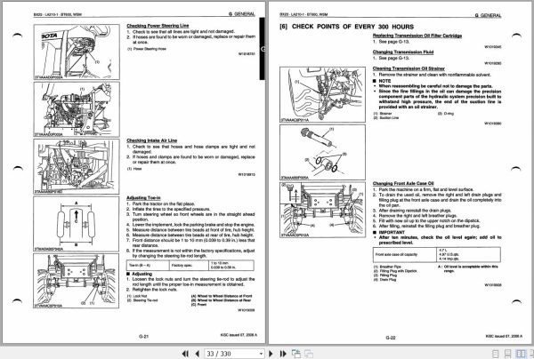 Kubota Tractor BX23 Workshop Manual 9Y011 13220 2