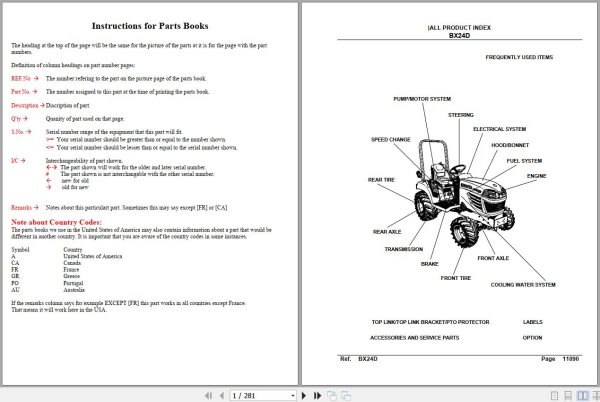 Kubota Tractor BX24D Parts Manual 1
