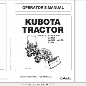 Kubota Tractor BX25DLB to BT602 Operators Manual K2792 7125 1 1
