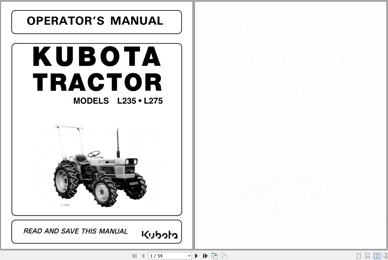 Kubota Tractor L235 L275 Operators Manual 35260 19717 1
