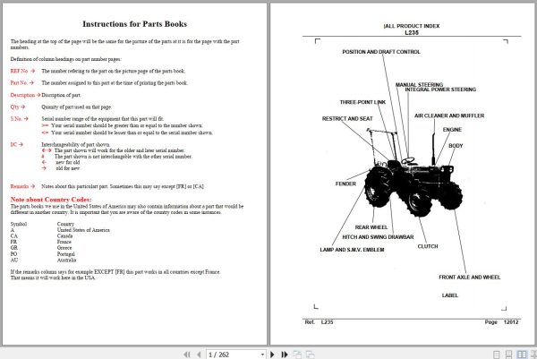 Kubota Tractor L235 Parts Manual 1