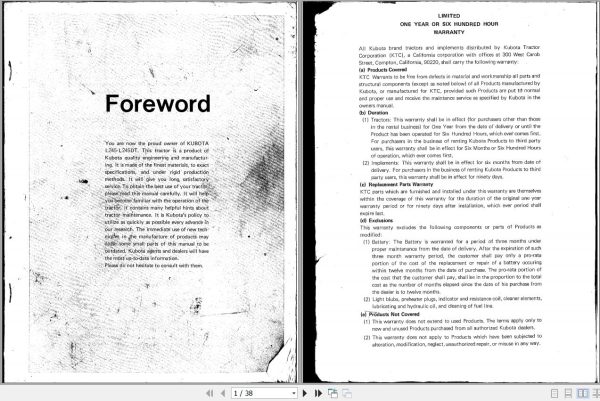 Kubota Tractor L245 L245TD Operators Manual 1
