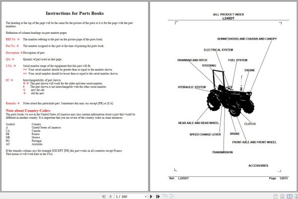 Kubota Tractor L245DT Parts Manual 1