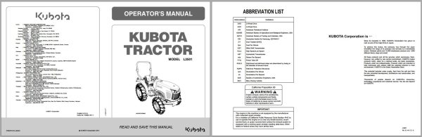 Kubota Tractor L2501 Operators Manual TC550 1971 1 1