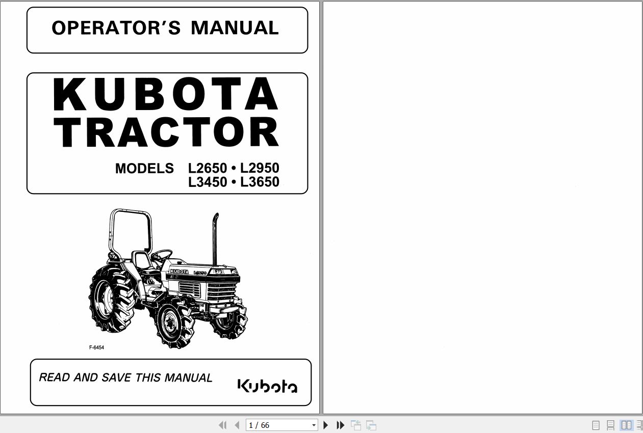 Kubota Tractor L2650 3650 Operators Manual 35080 19713 1