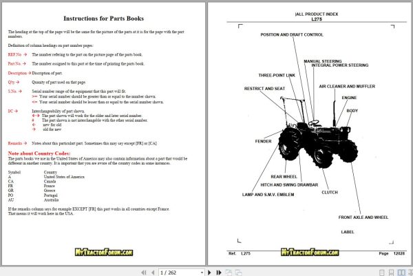 Kubota Tractor L275 01 Parts Manual 1