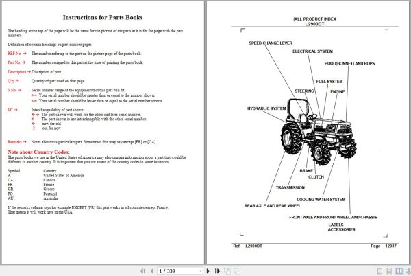 Kubota Tractor L2900DT Parts Manual 1