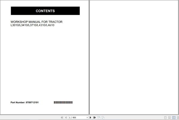 Kubota Tractor L3010 to L4610 Workshop Manual 9789712191 1