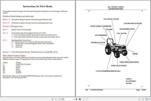 Kubota Tractor L3010DT GST HST Parts Manual 1