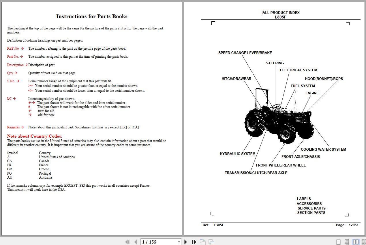 Kubota Tractor L305F Parts Manual 1