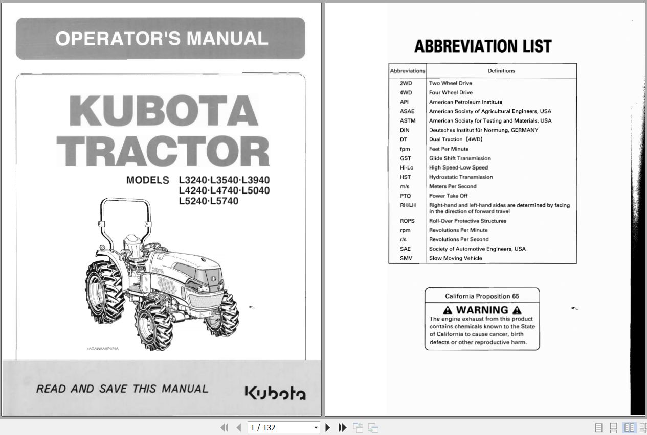 Kubota Tractor L3240 L5740 Operators Manual TD170 1971 2 1