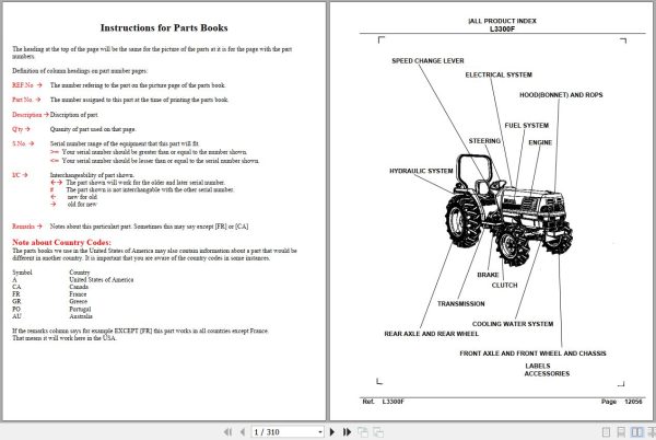 Kubota Tractor L3300F Parts Manual 1