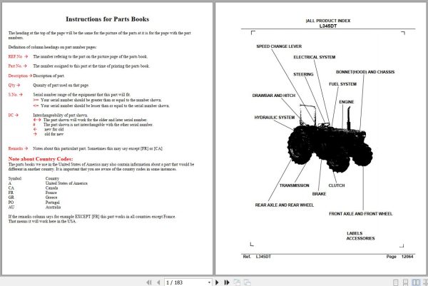 Kubota Tractor L345DT Parts Manual 1