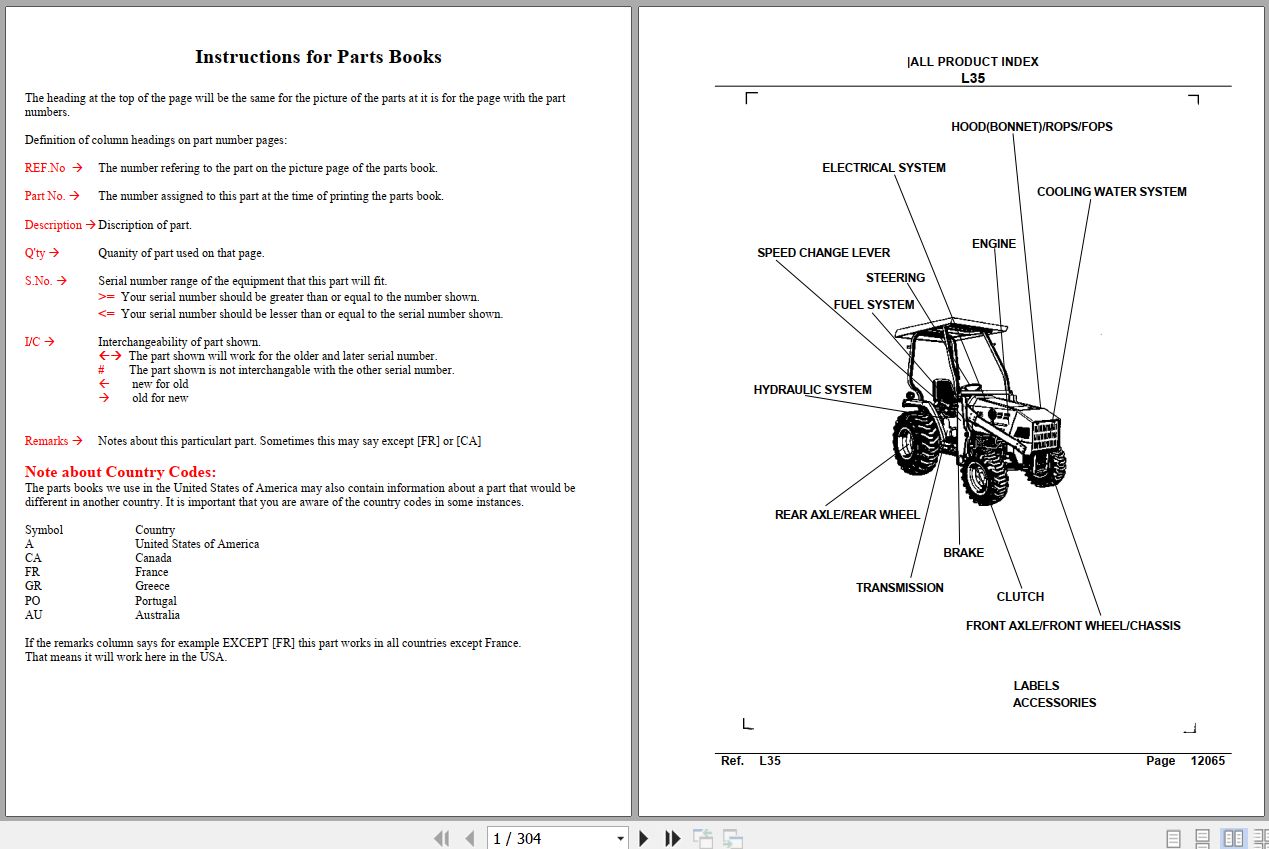 Kubota Tractor L35 Parts Manual 1