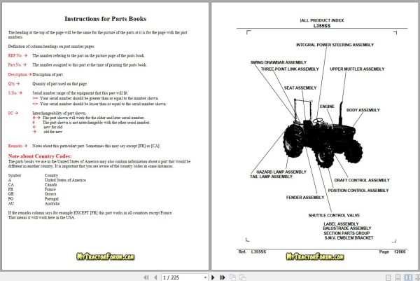 Kubota Tractor L355SS Parts Manual 1