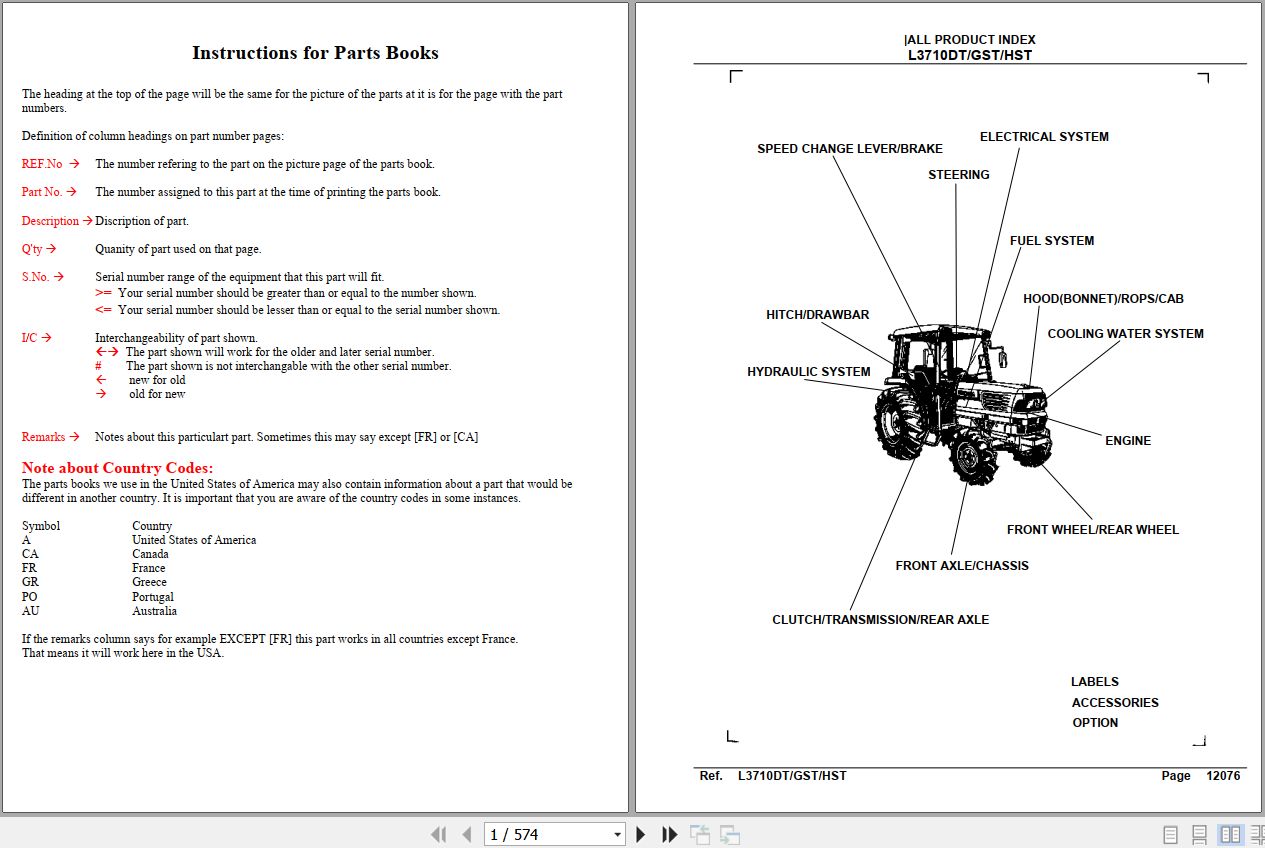 Kubota Tractor L3710DT GST HST Revised Parts Manual 1