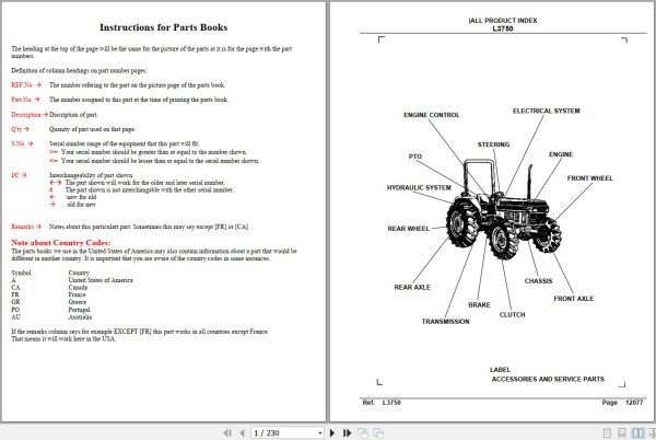 Kubota Tractor L3750 Parts Manual 1