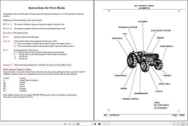 Kubota Tractor L4150DT N Parts Manual 1
