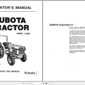 Kubota Tractor L4300 Operators Manual TC030 19711 1