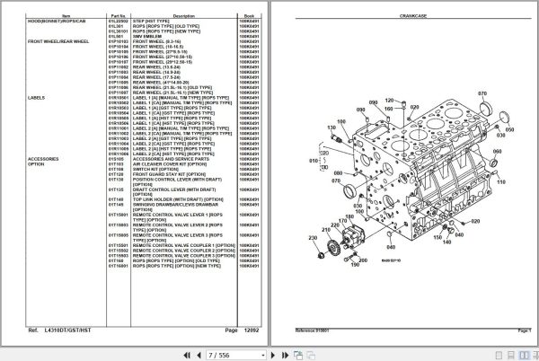 Kubota Tractor L4310DT GST HST Parts Manual 2