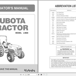 Kubota Tractor L4600HST Operators Manual TC430 59711 1