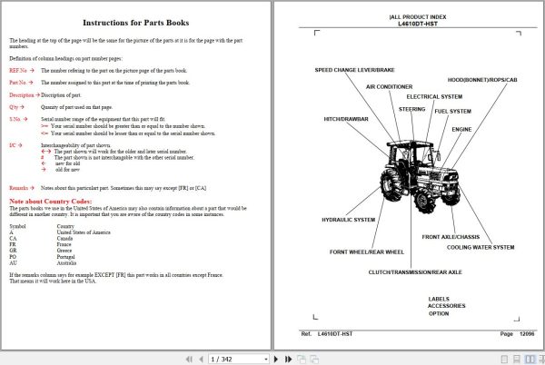 Kubota Tractor L4610DT HST Parts Manual 1