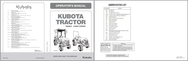 Kubota Tractor LX2620 LX2620SU Operators Manual 6C820 6311 2 1