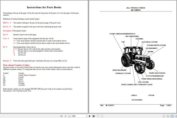 Kubota Tractor M 110DTC Parts Manual 1
