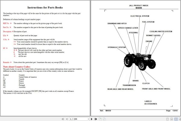 Kubota Tractor M4050 Parts Manual 1