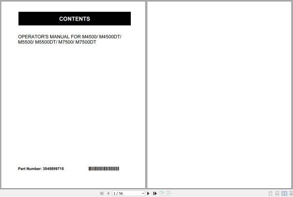 Kubota Tractor M4500 M5500 M7500 DT Operators Manual 3545899715 1