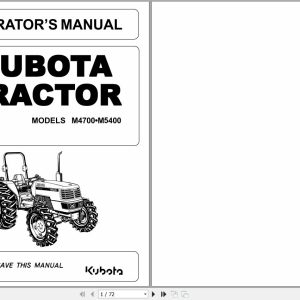 Kubota Tractor M4700 M5400 Operators Manual 3A011 99713 1