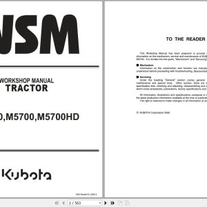 Kubota Tractor M4900 5700 5700HD Workshop Manual 9Y011 12555 1