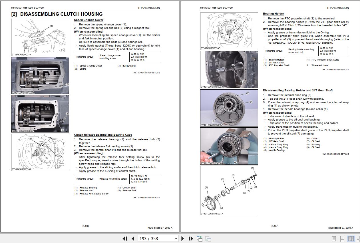 Kubota Tractor M5640SU Workshop Manual 9Y111 03650 2
