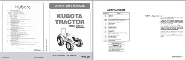 Kubota Tractor M5660SUH M5660SUHD Operators Manual 3C111 9971 1 1