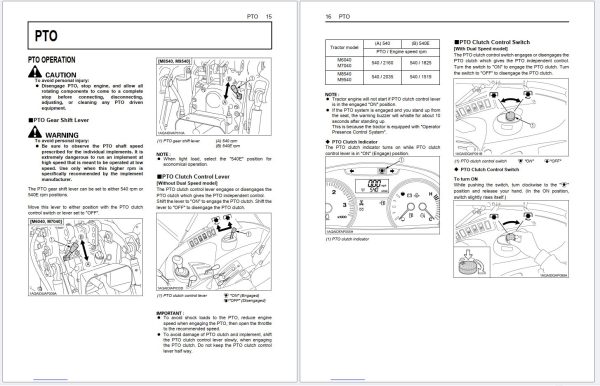 Kubota Tractor M6040 M7040 M8540 M9540 Operators Manual 3C793 9971 1 2