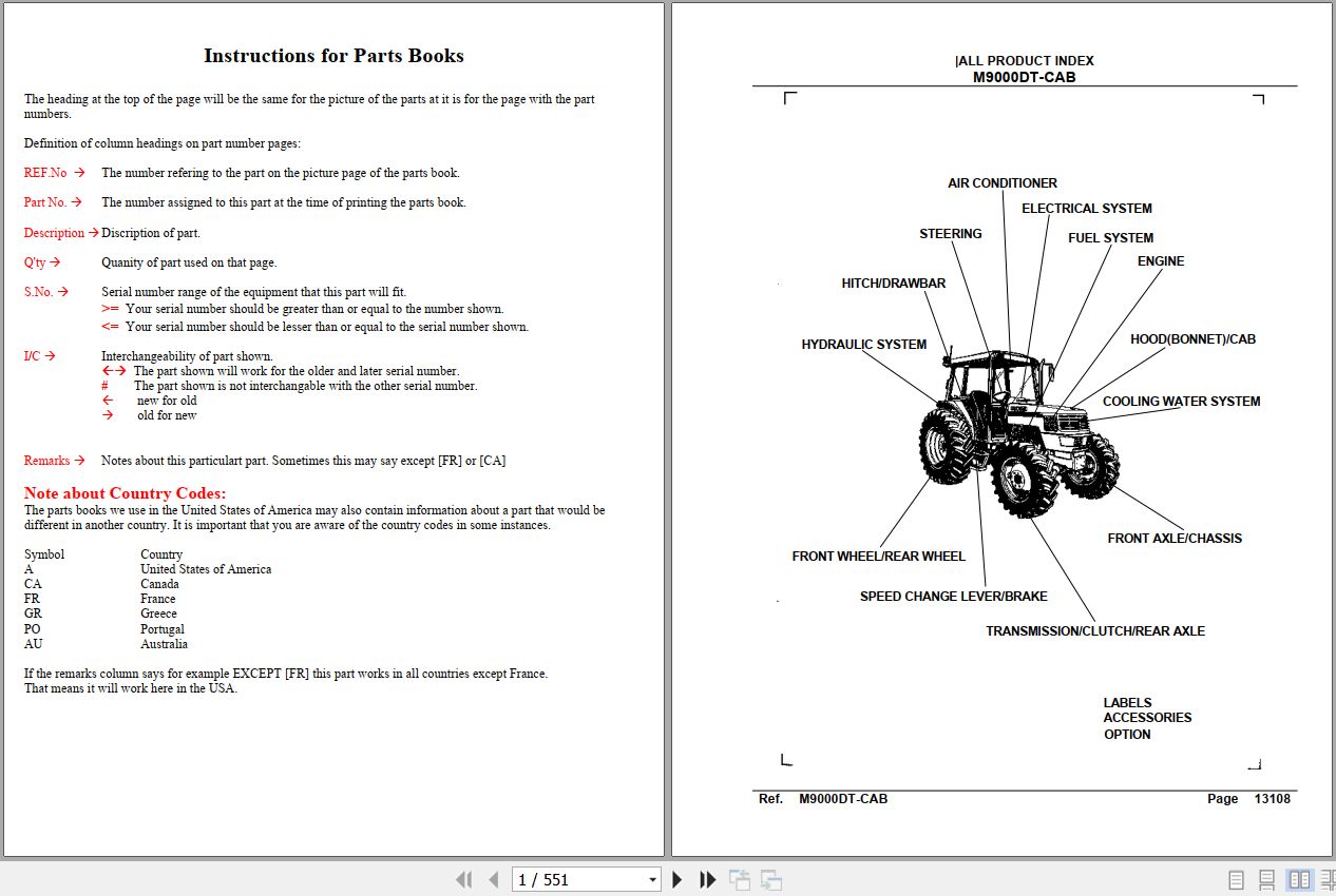 Kubota Tractor M9000DT Parts Manual 1