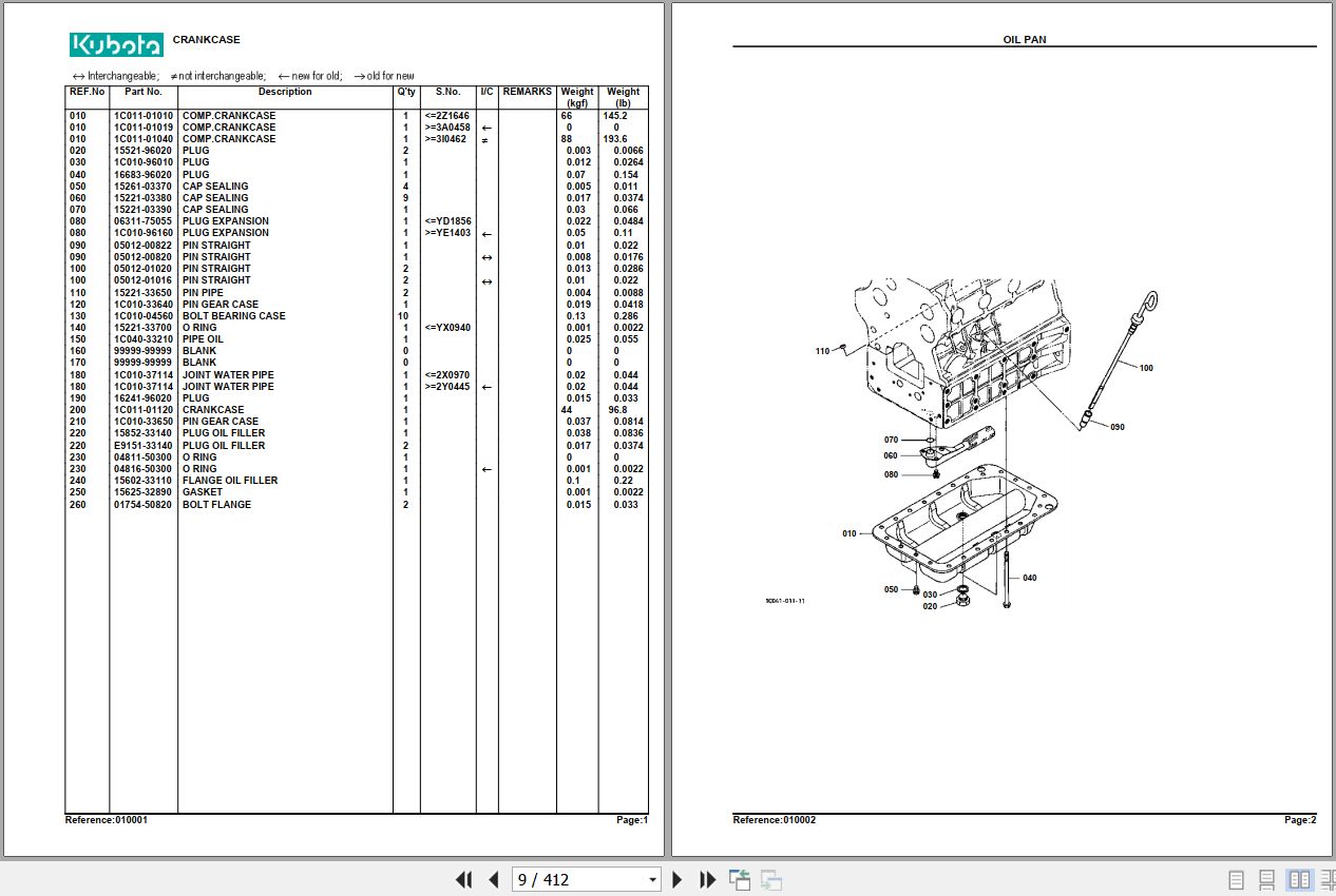 Kubota Tractor M9000DTL Parts Manual 2