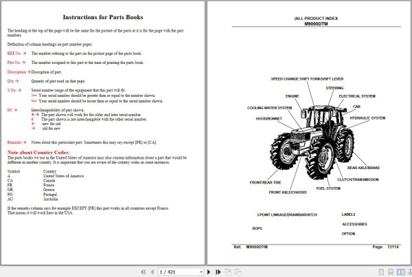 Kubota Tractor M9000DTM Parts Manual 1