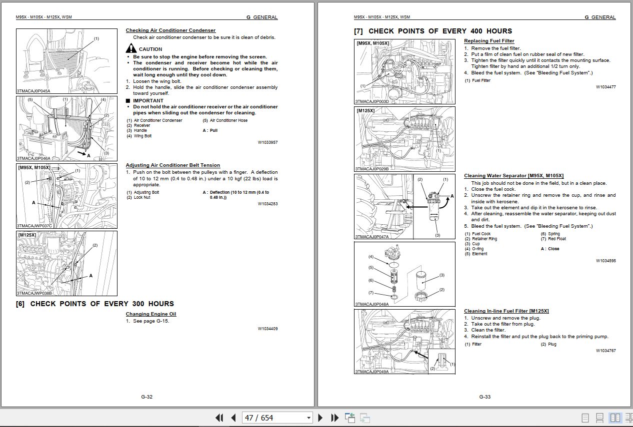 Kubota Tractor M95X M105X M125X Workshop Manual 97897 13270 2