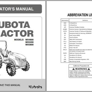 Kubota Tractor MX4800 MX5200 MX5800 Operators Manual TC650 1971 2 1