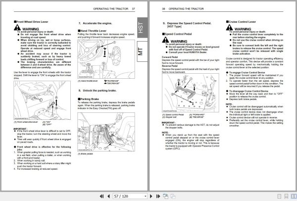 Kubota Tractor MX4800 MX5200 MX5800 Operators Manual TC650 1971 2 2