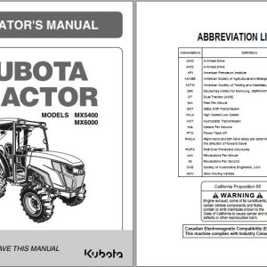 Kubota Tractor MX5400 MX6000 Operators Manual TC860 1971 5 1