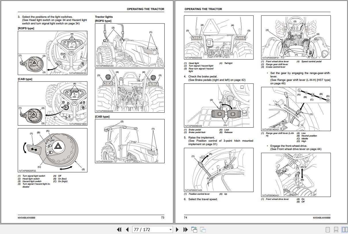 Kubota Tractor MX5400 MX6000 Operators Manual TC860 1971 5 2