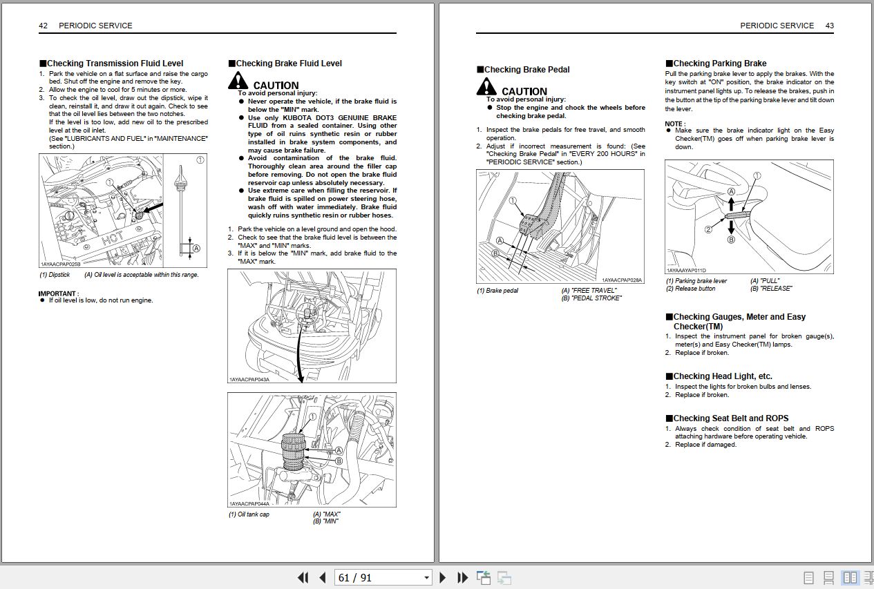 Kubota Utility Vehicle RTV400 Operators Manual K7211 7121 1 2