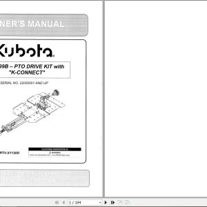 Kubota V5299B V5299B PTO Drive Kit With K Connect Owners Manual 77700 11305 1